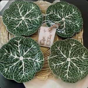 4pc Set Easter Maxcera Embossed Green Cabbage Appetizer Dessert Plates New